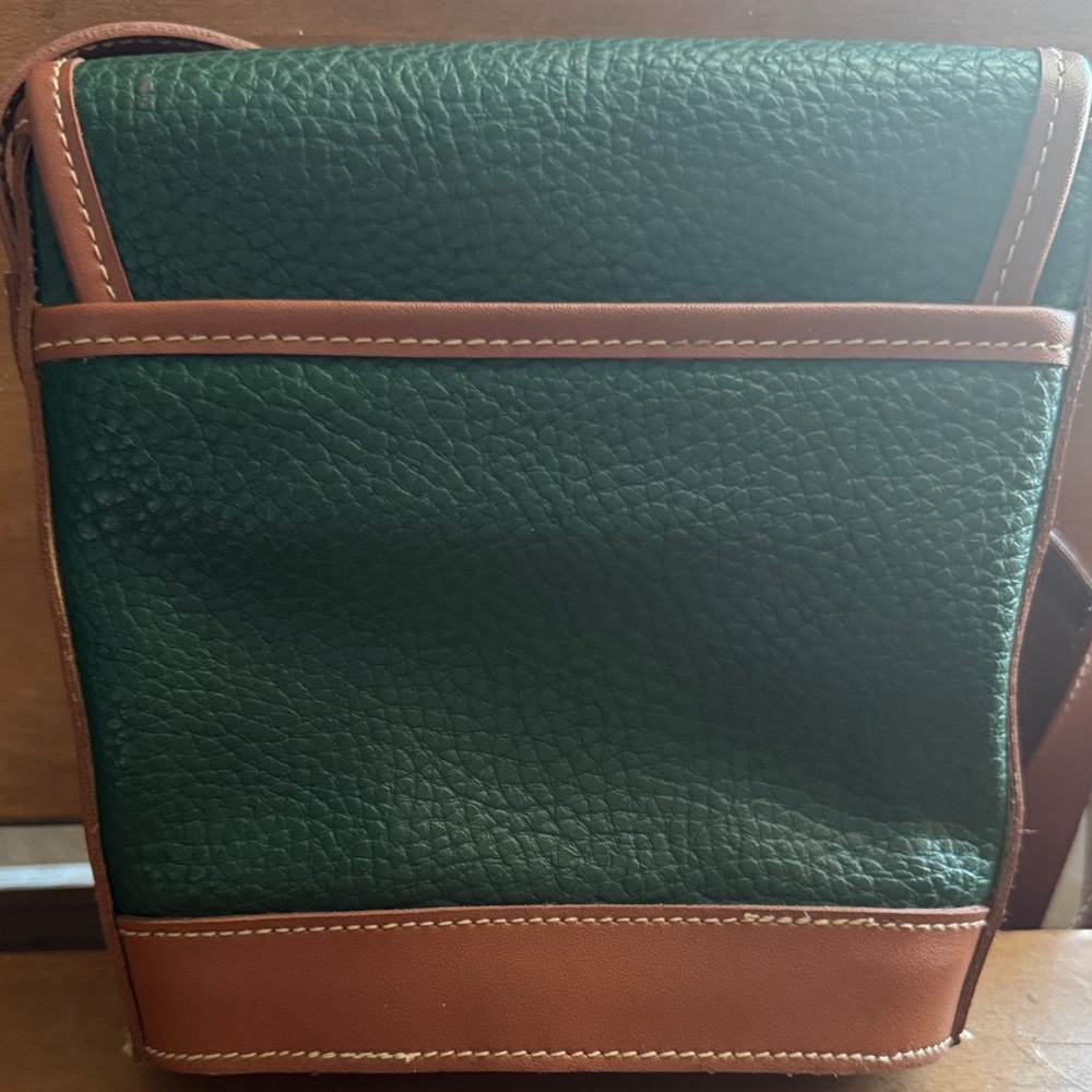 Green and Brown Leather Small Michael Stevens Leather Crossbody Bag - Picture 4 of 6